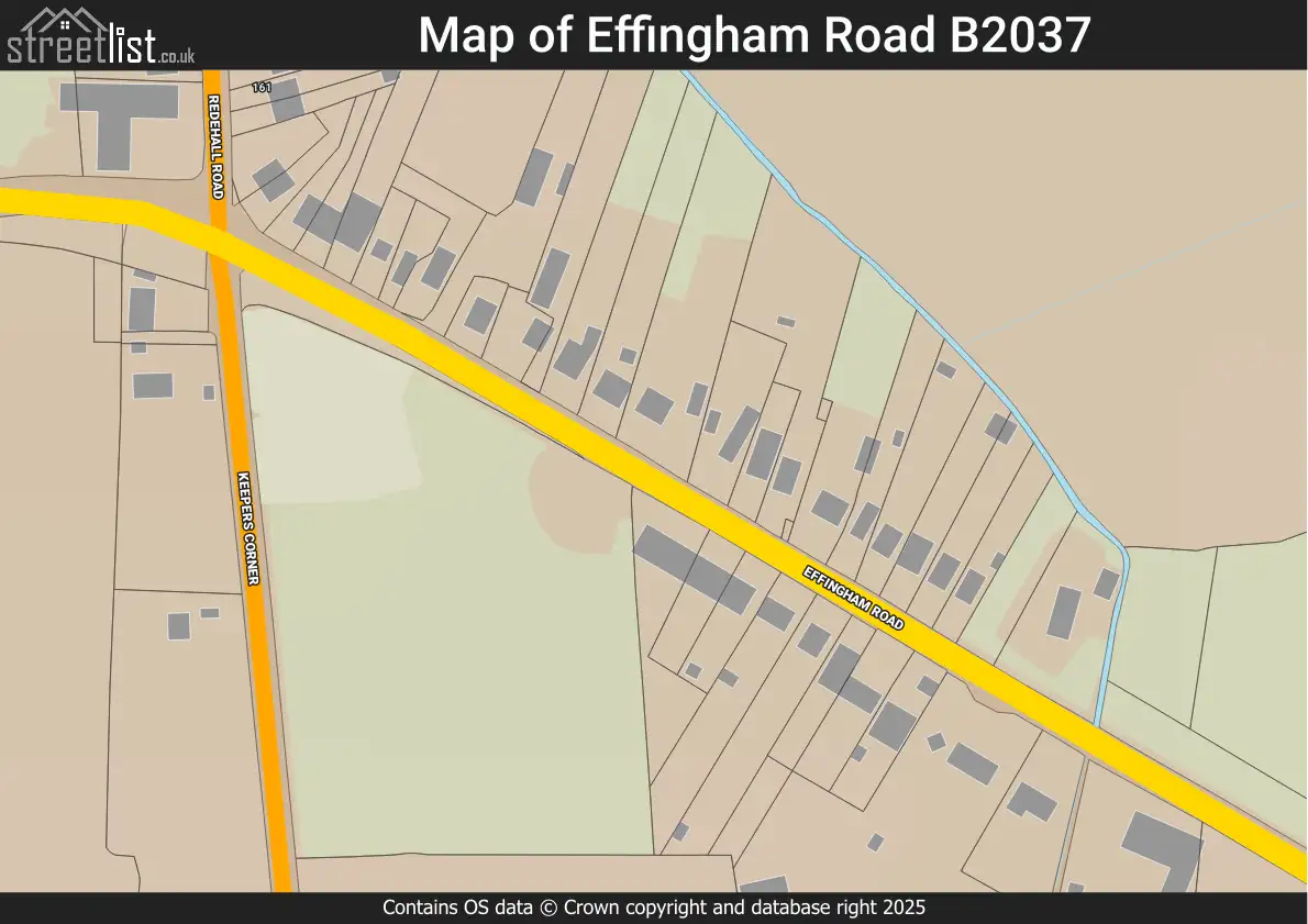 Map of Effingham Road B2037