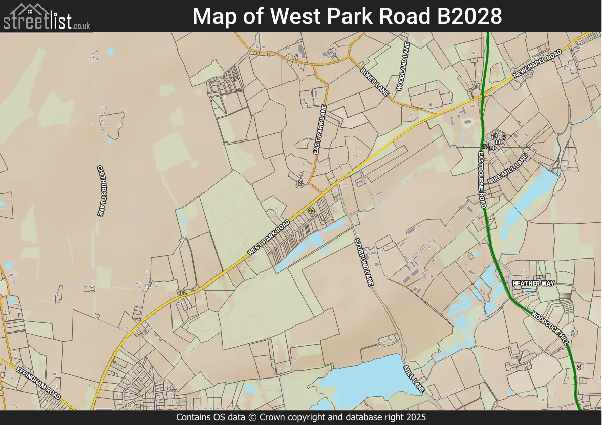 Map of West Park Road B2028