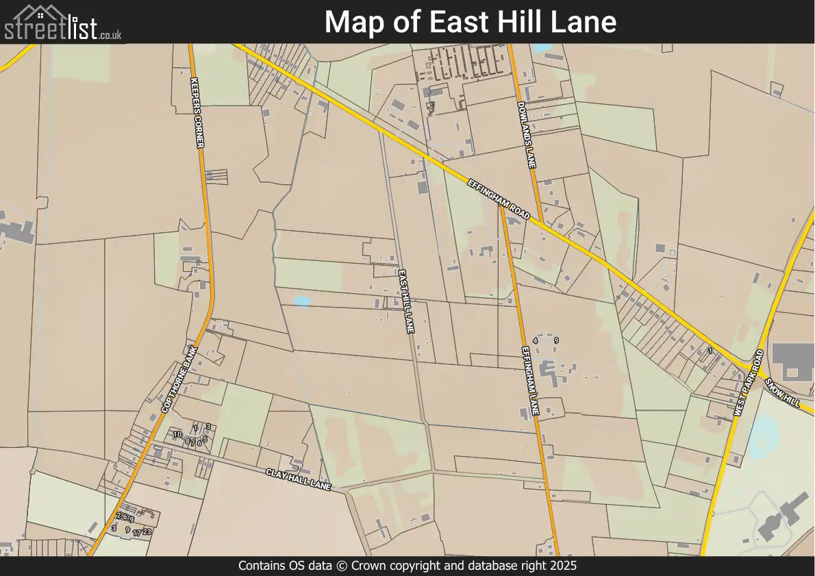 Map of East Hill Lane