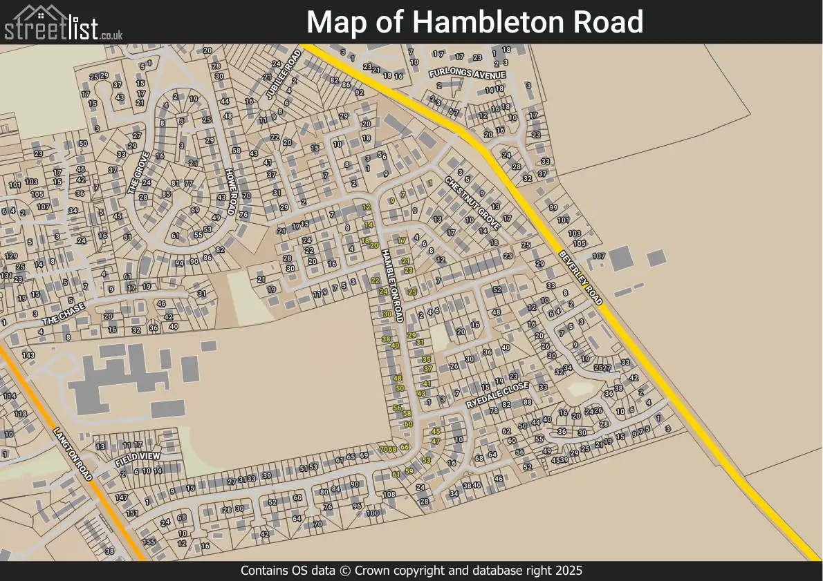 Map of Hambleton Road