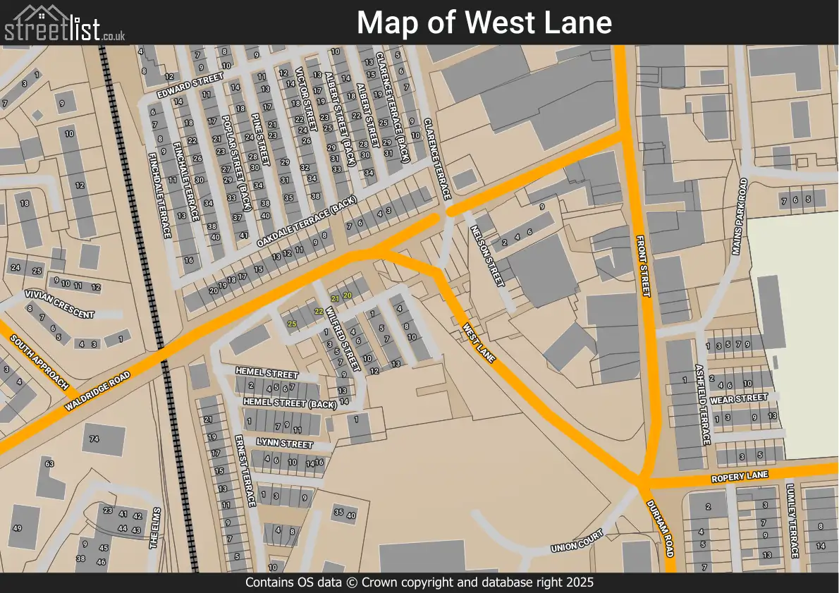 West Lane, Chester-le-street, Durham | Street map, property and local