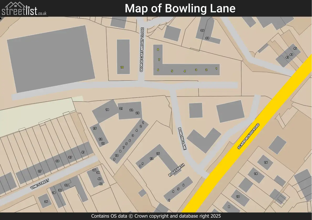 Map of Bowling Lane