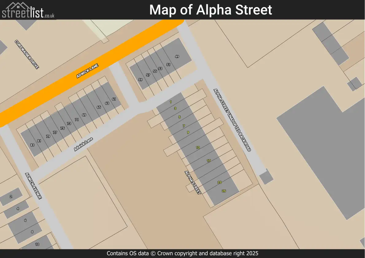 Map of Alpha Street