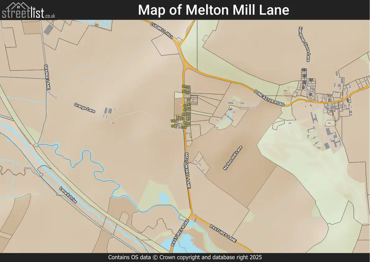 Map of Melton Mill Lane