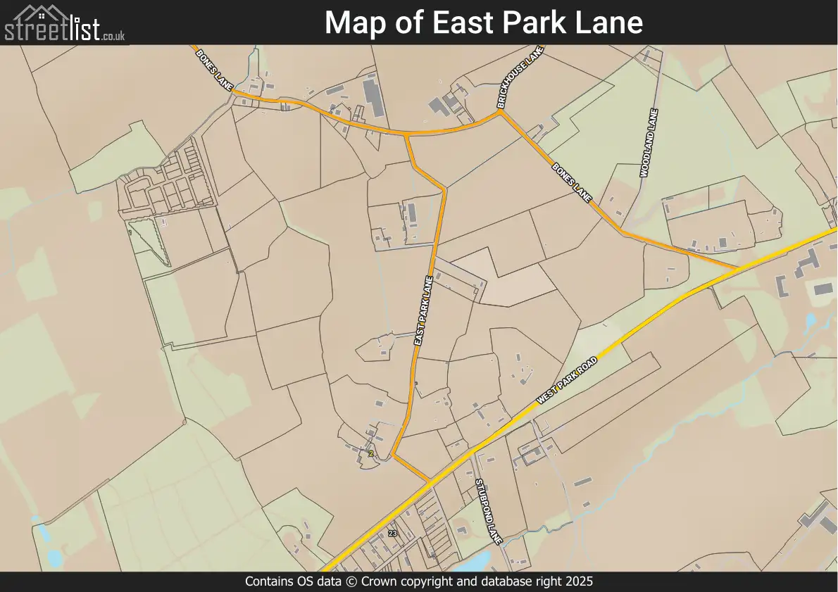 Map of East Park Lane