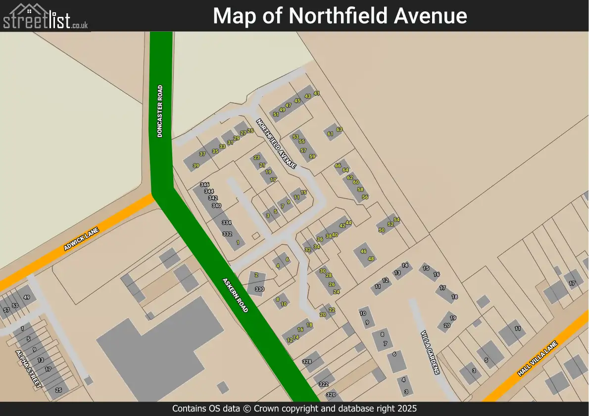 Map of Northfield Avenue