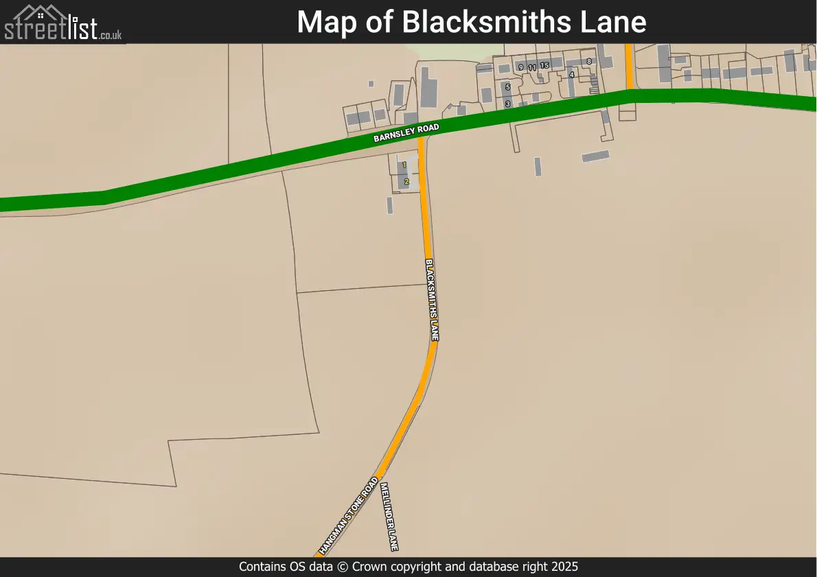 Map of Blacksmiths Lane