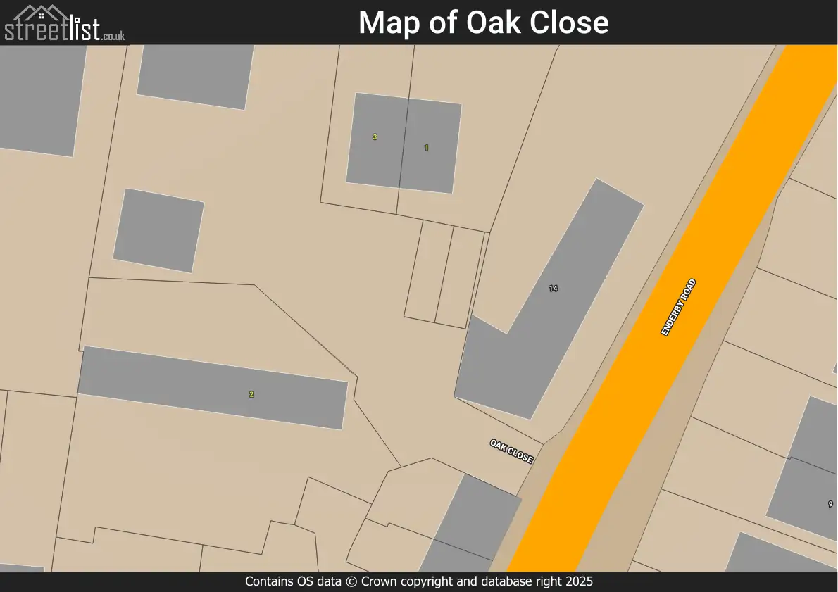 Map of Oak Close