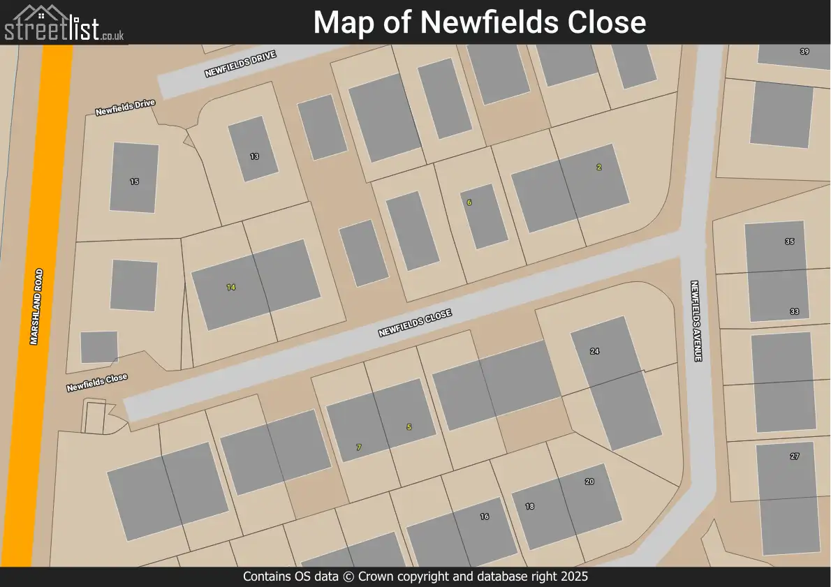 Map of Newfields Close