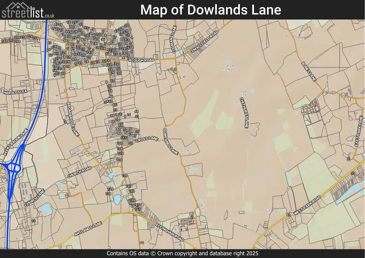 Map of Dowlands Lane