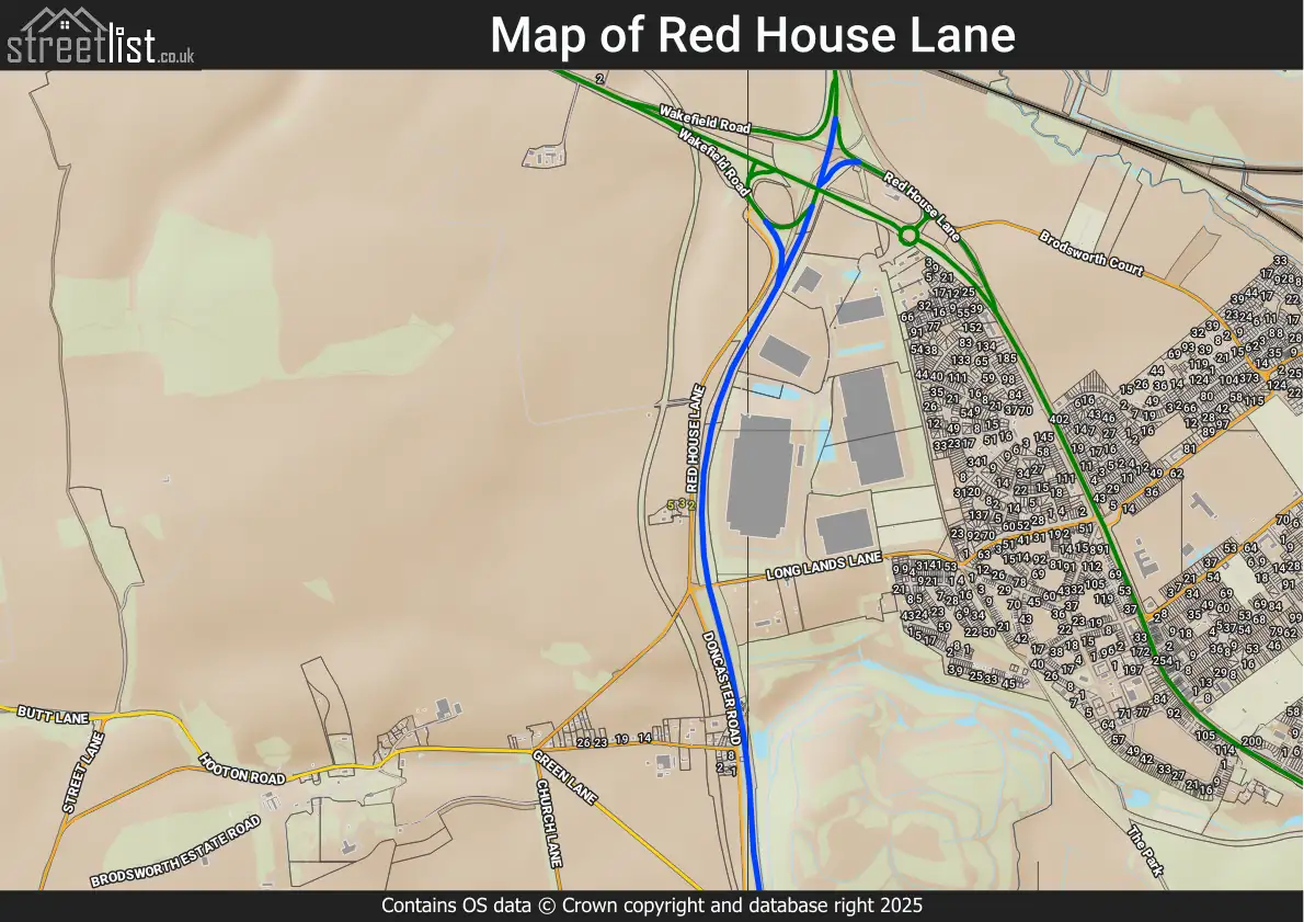 Map of Red House Lane
