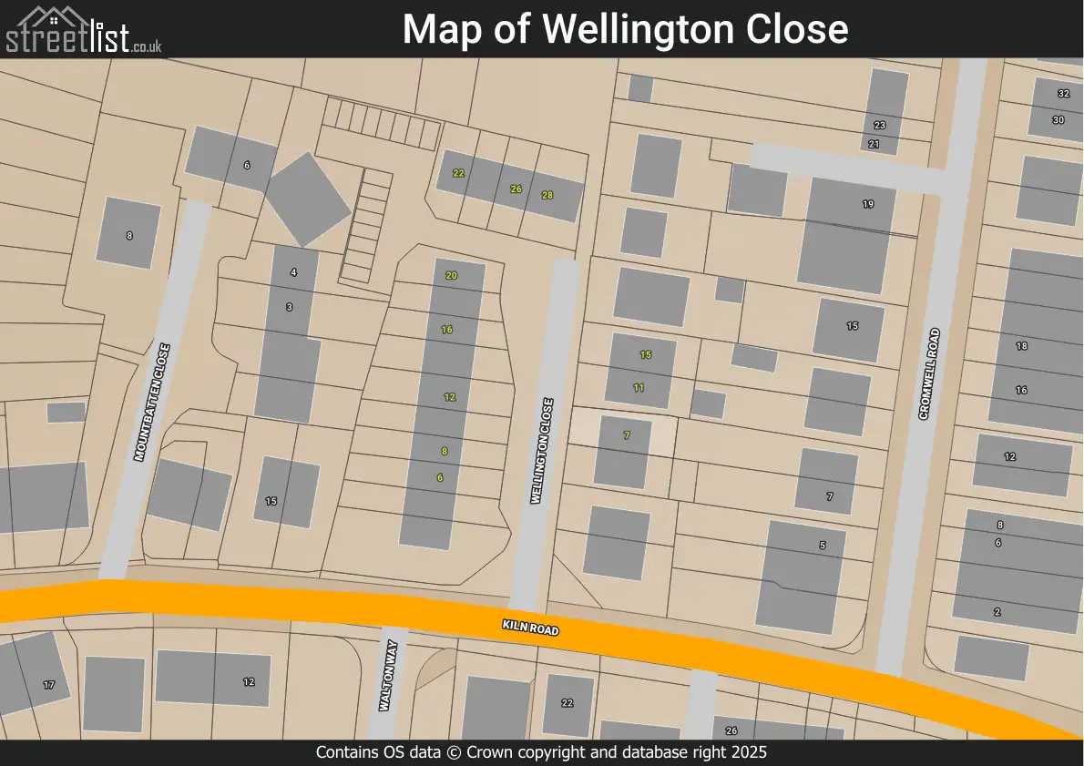 Map of Wellington Close
