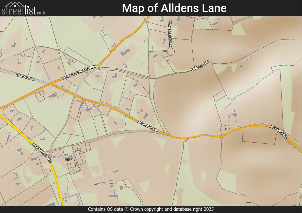 Map of Alldens Lane