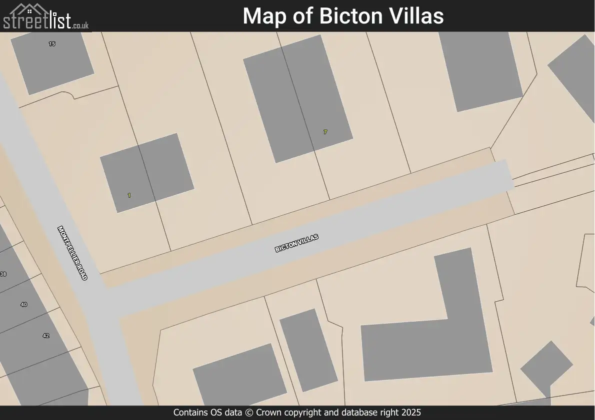 Map of Bicton Villas