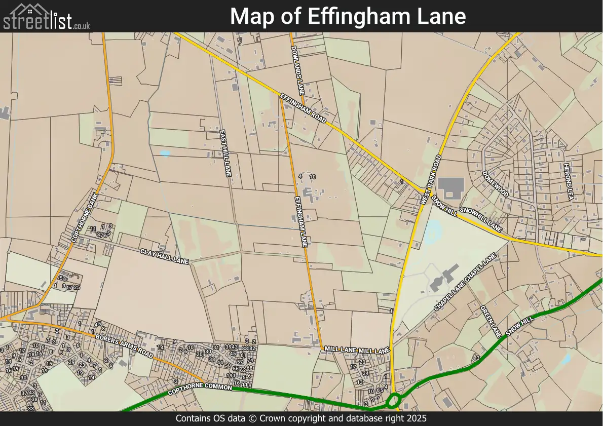 Map of Effingham Lane