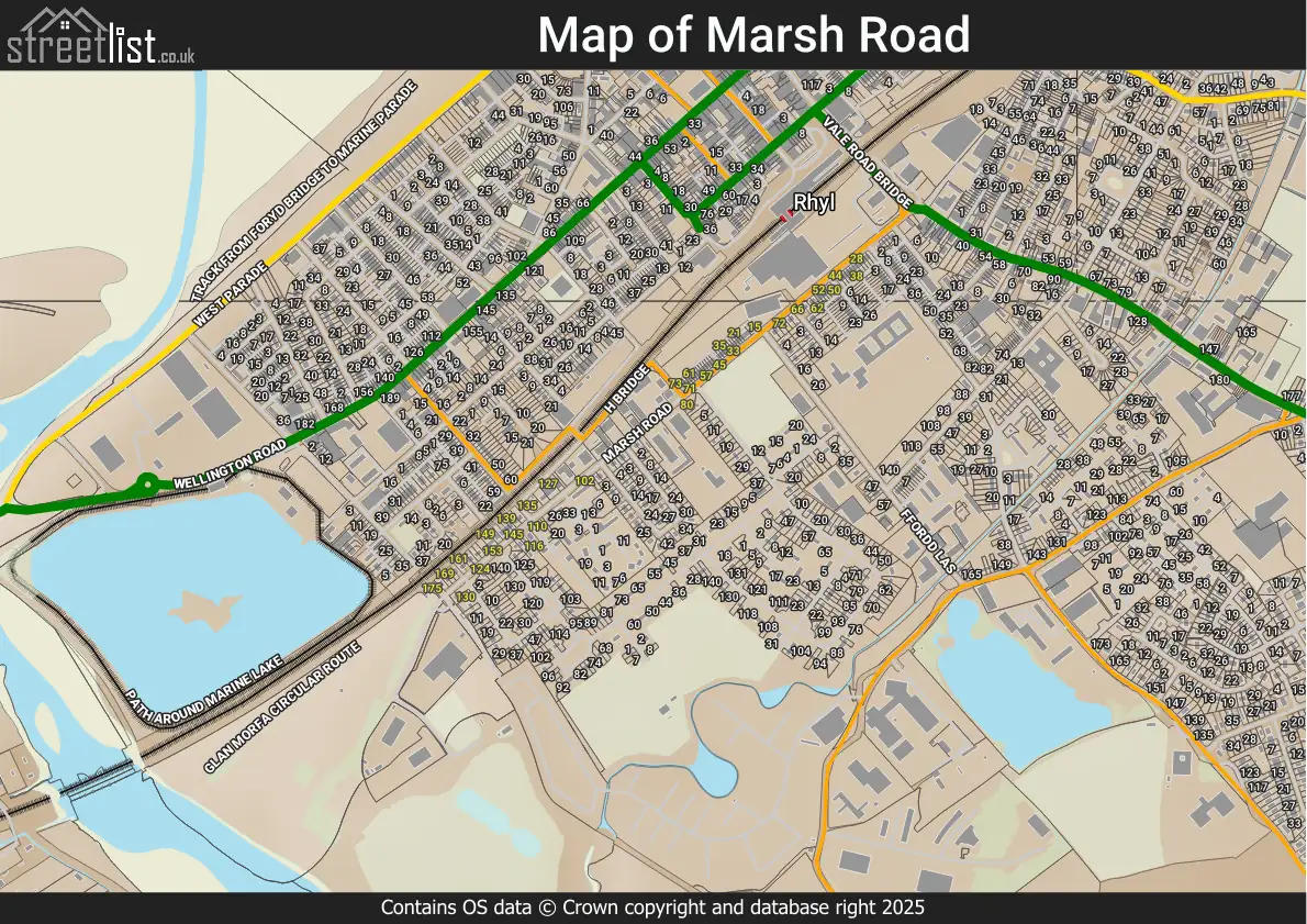 Marsh Road, Eng: Rhyl Cym: Y Rhyl, Clwyd | Street map, property and ...