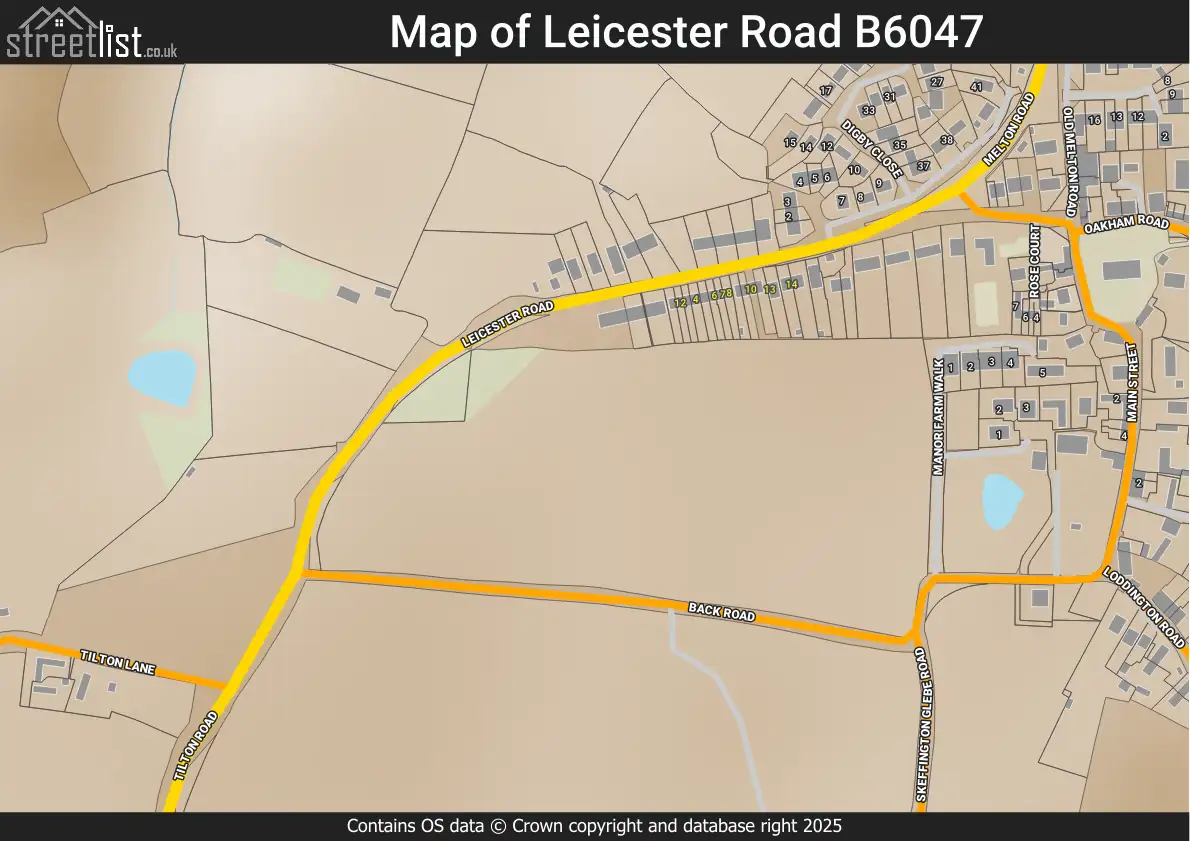 Map of Leicester Road B6047