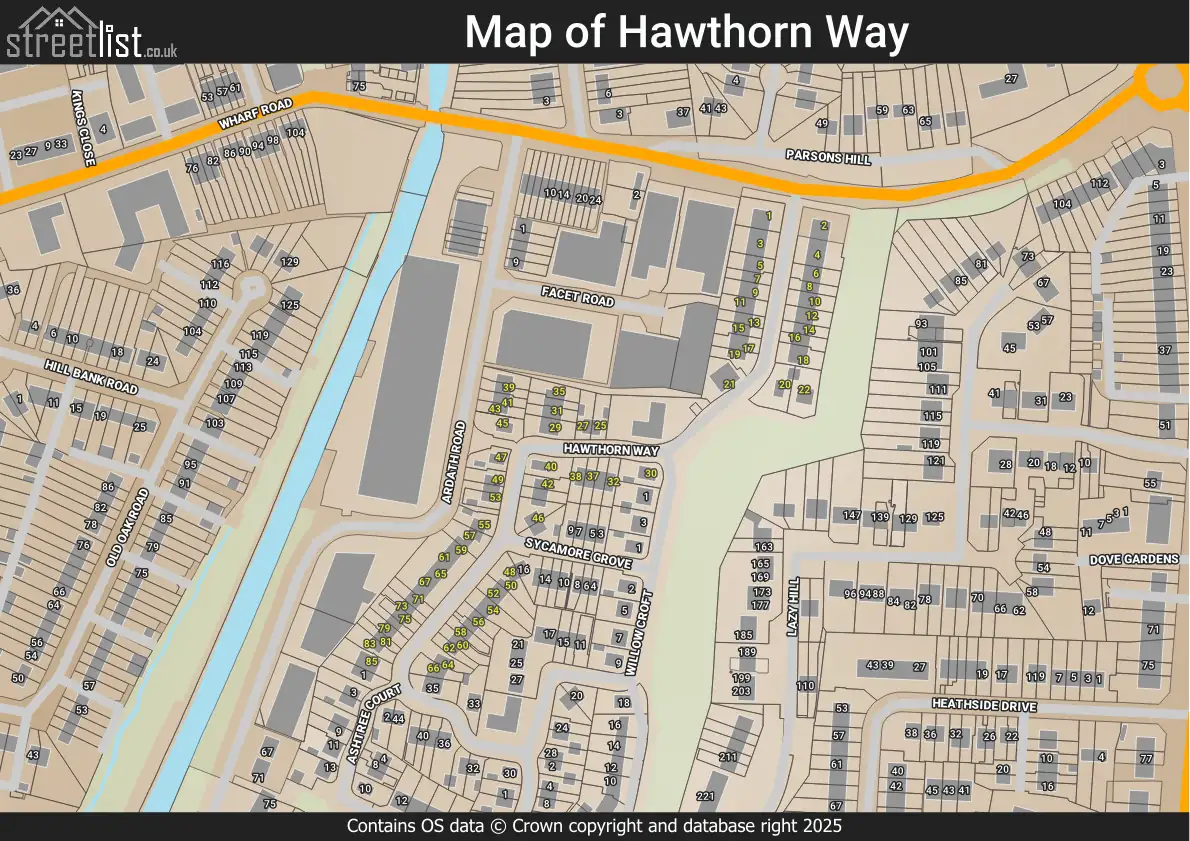 Map of Hawthorn Way