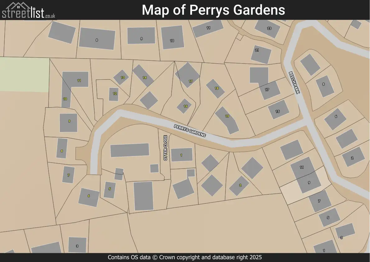 Map of Perrys Gardens