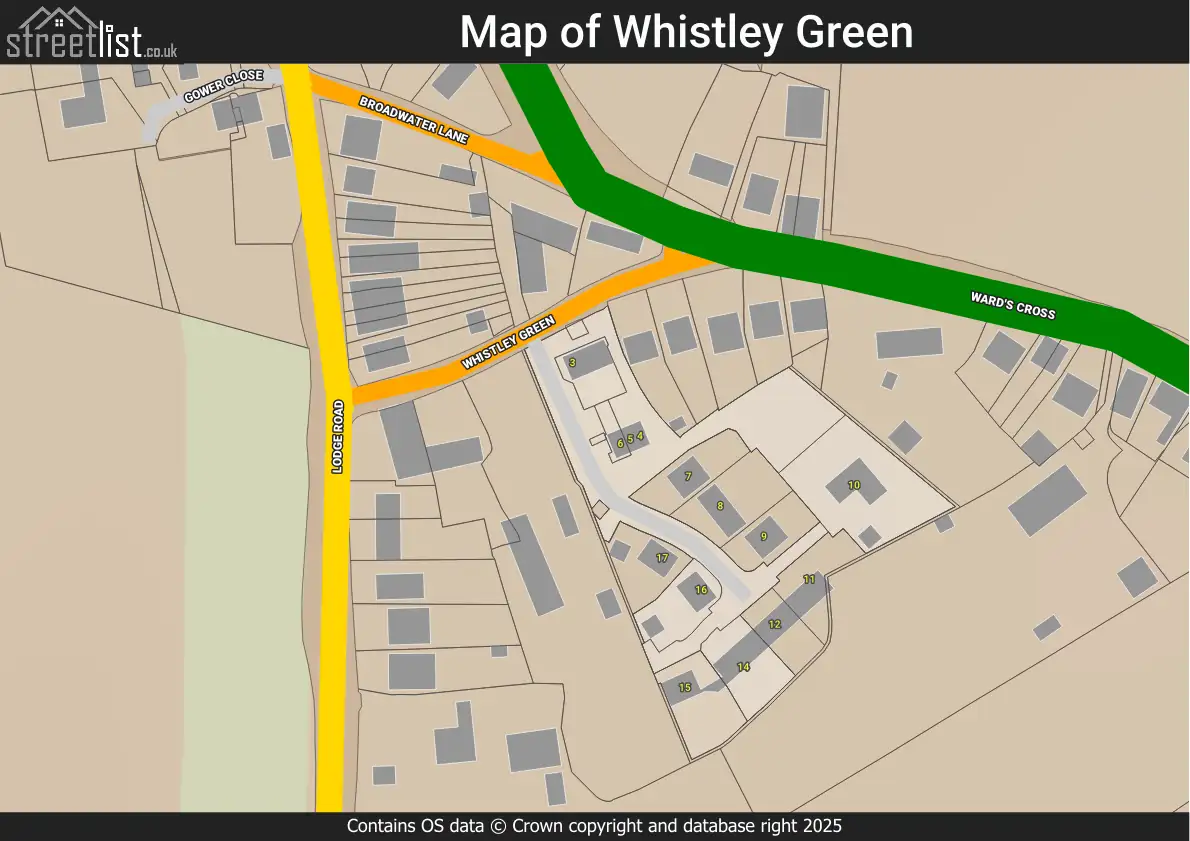Map of Whistley Green