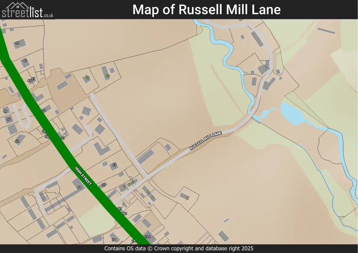 Map of Russell Mill Lane