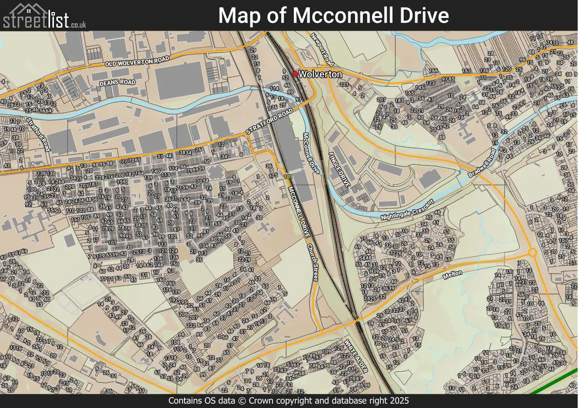 Mcconnell Drive, Wolverton, Buckinghamshire | Street map, property and ...