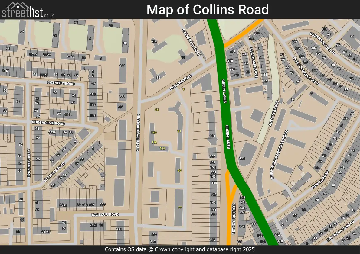Collins Road in London, Islington, Greater London - maps, house prices ...