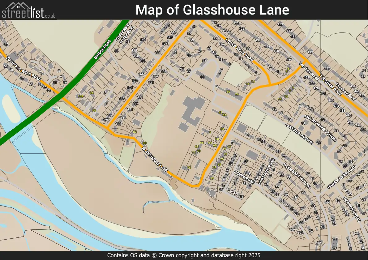 Map of Glasshouse Lane