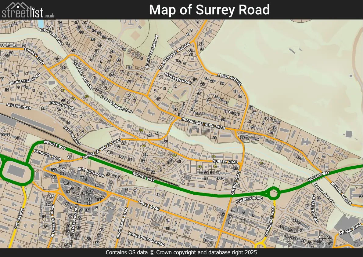 Map of Surrey Road