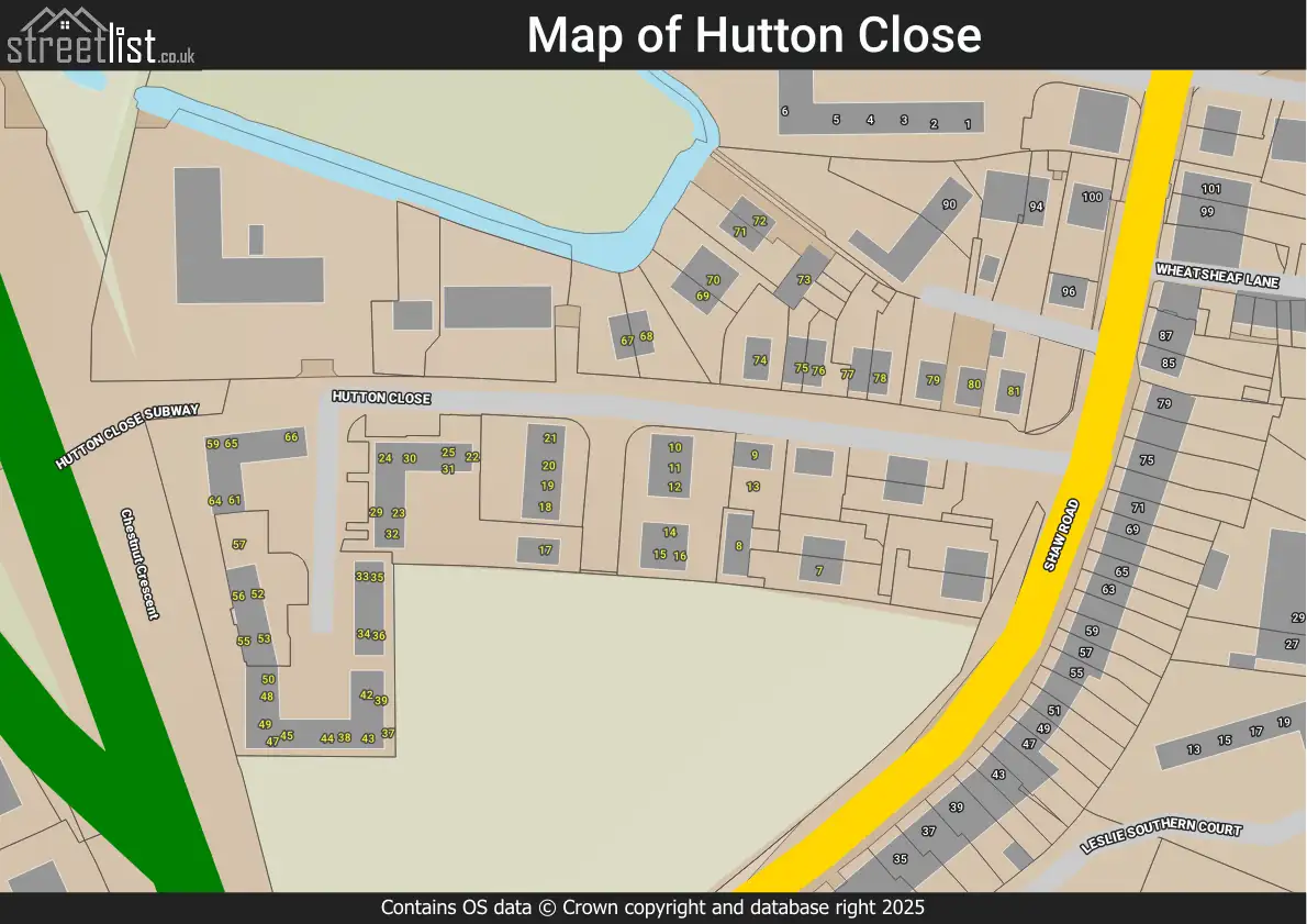 Map of Hutton Close