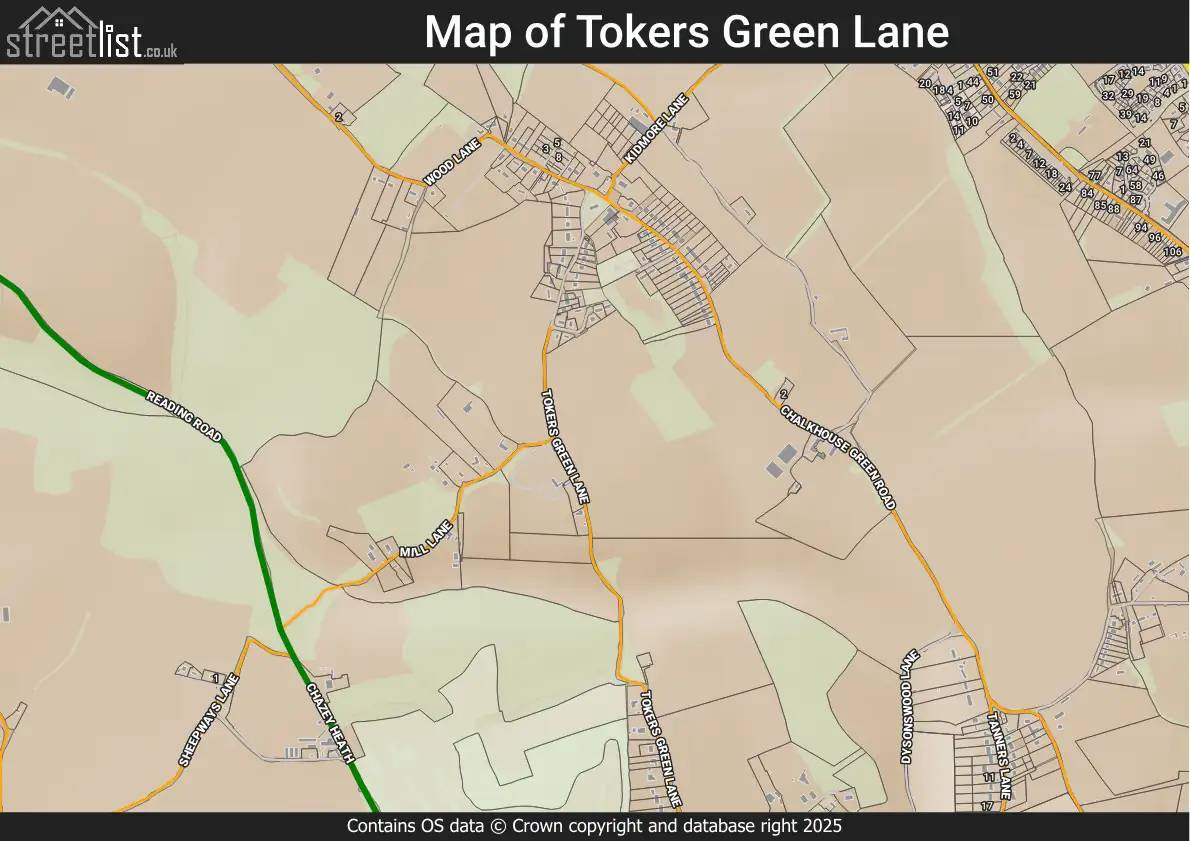 Map of Tokers Green Lane
