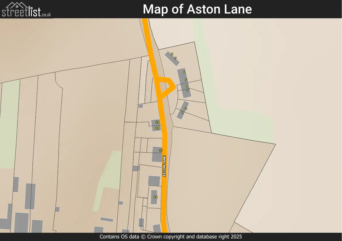 Map of Aston Lane