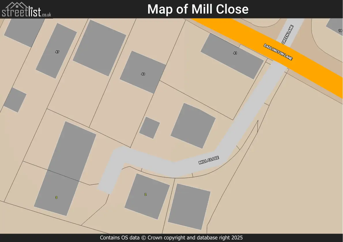 Map of Mill Close