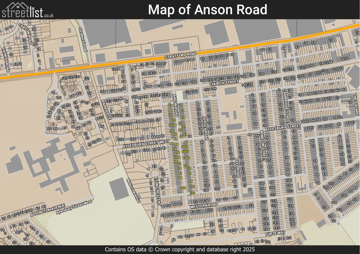 Anson Road, Wolverton, Buckinghamshire | Street map, property and local ...