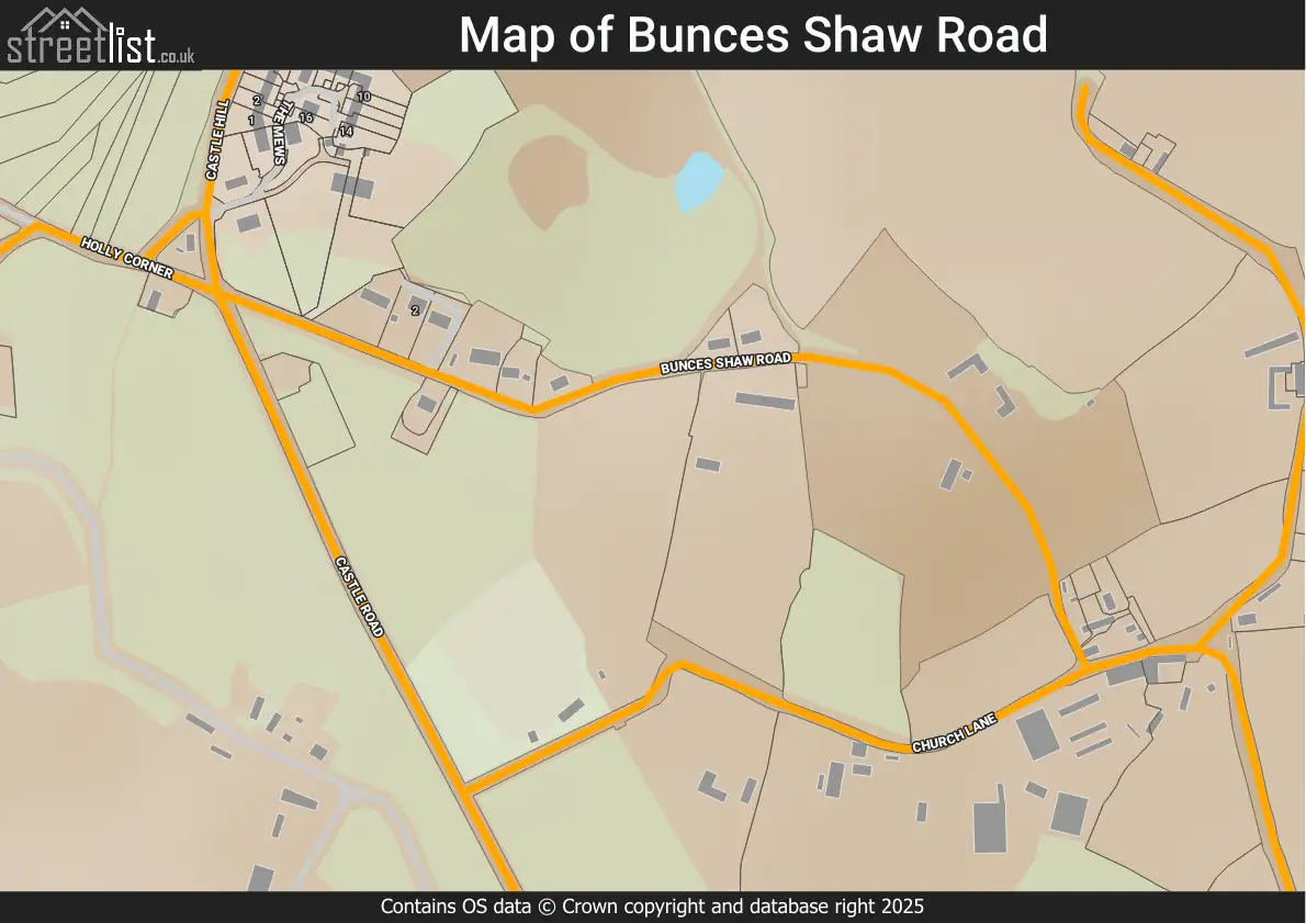 Map of Bunces Shaw Road