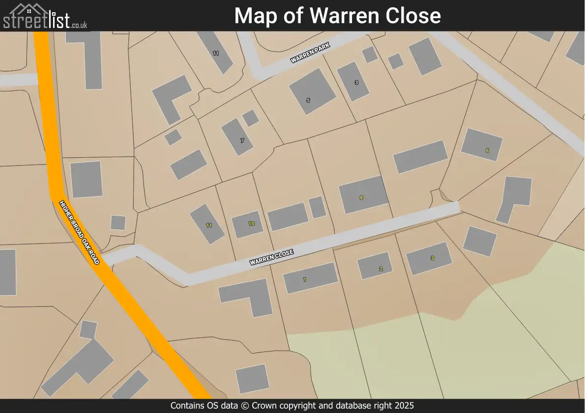 Map of Warren Close