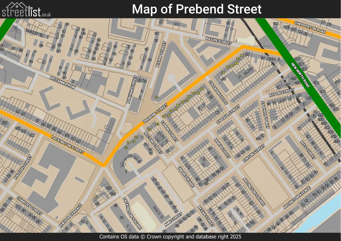 Prebend Street in London, Islington, Greater London - maps, house ...