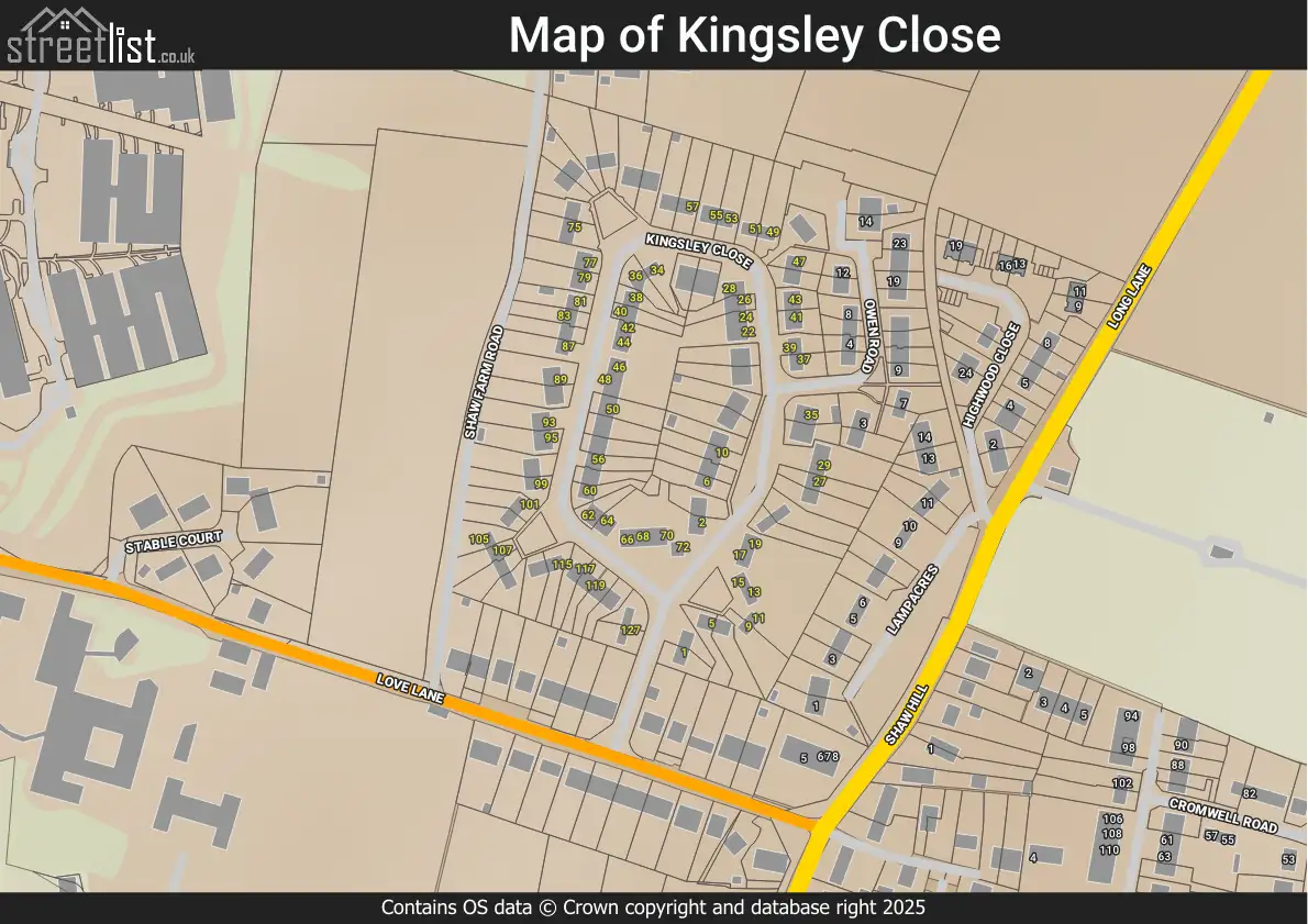 Map of Kingsley Close