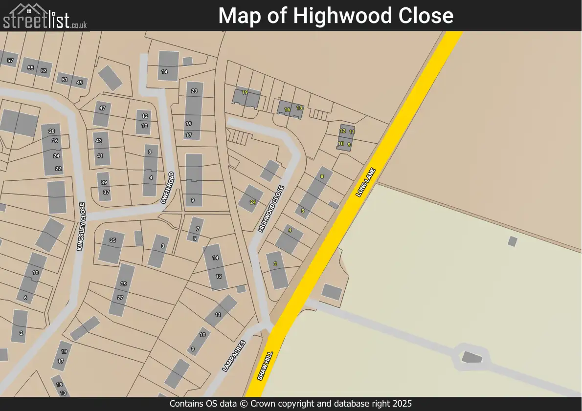 Map of Highwood Close