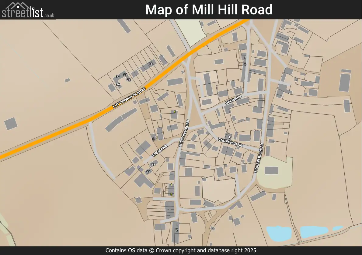 Map of Mill Hill Road