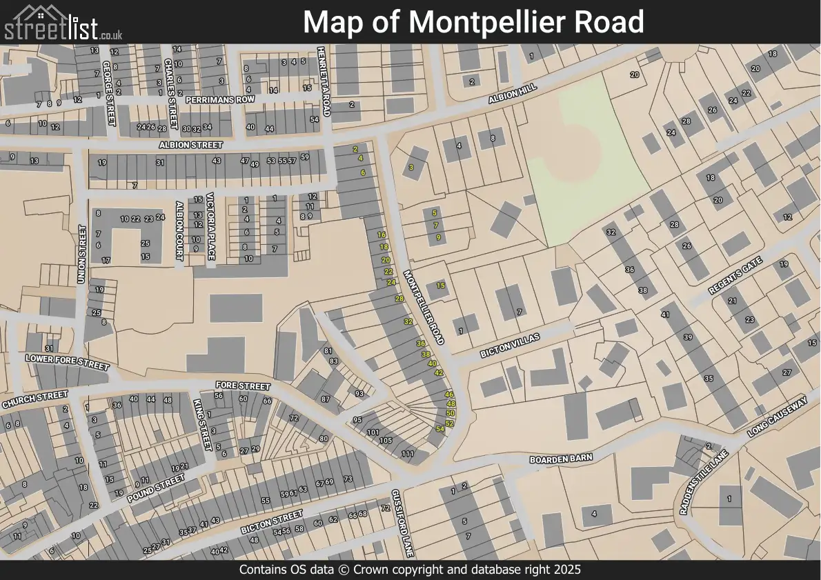 Map of Montpellier Road