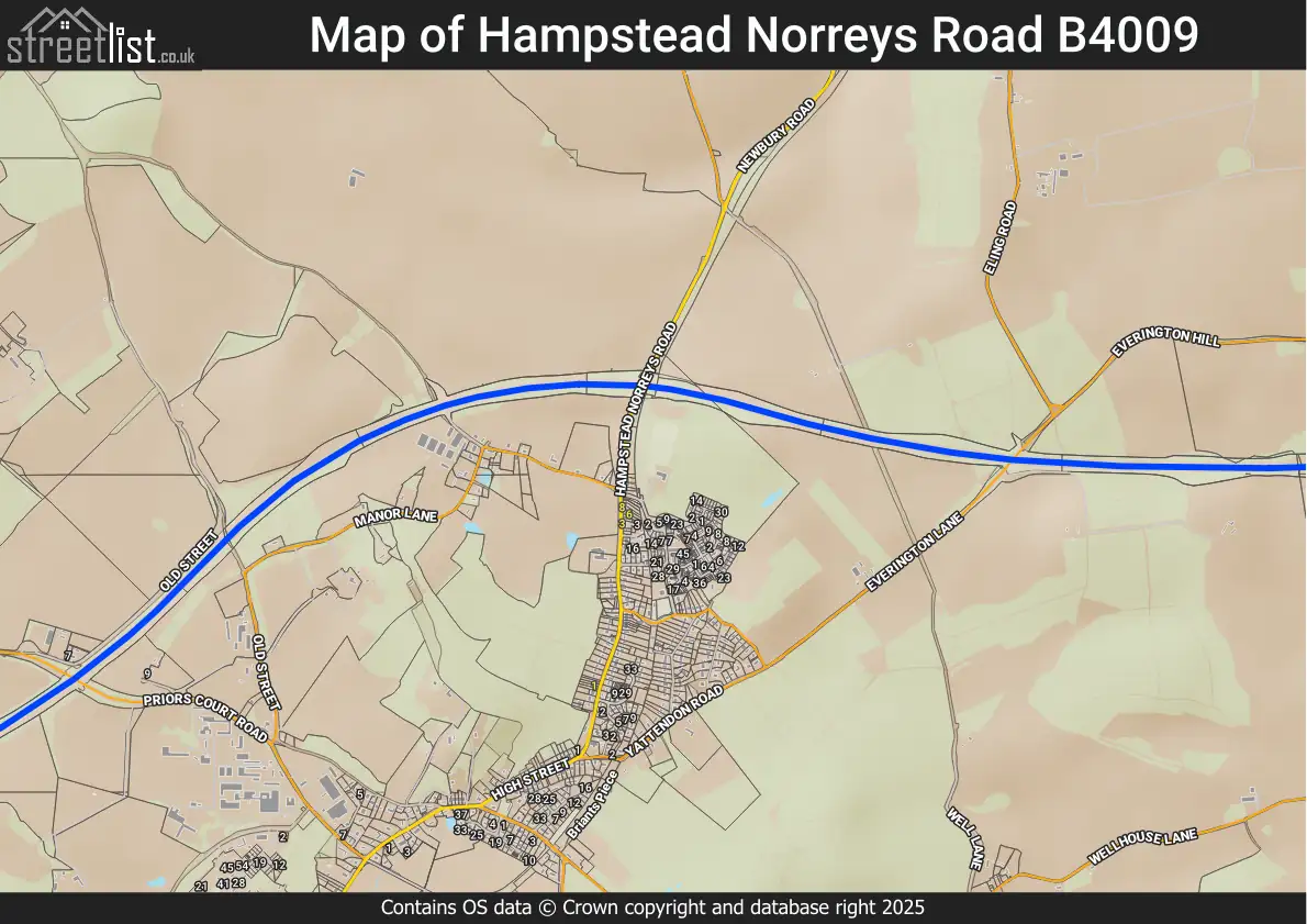 Map of Hampstead Norreys Road B4009
