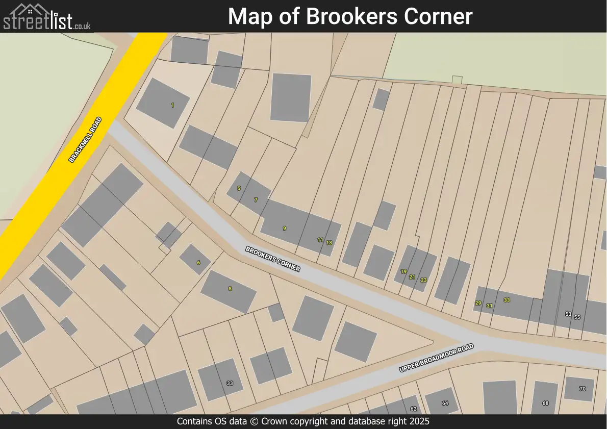 Map of Brookers Corner