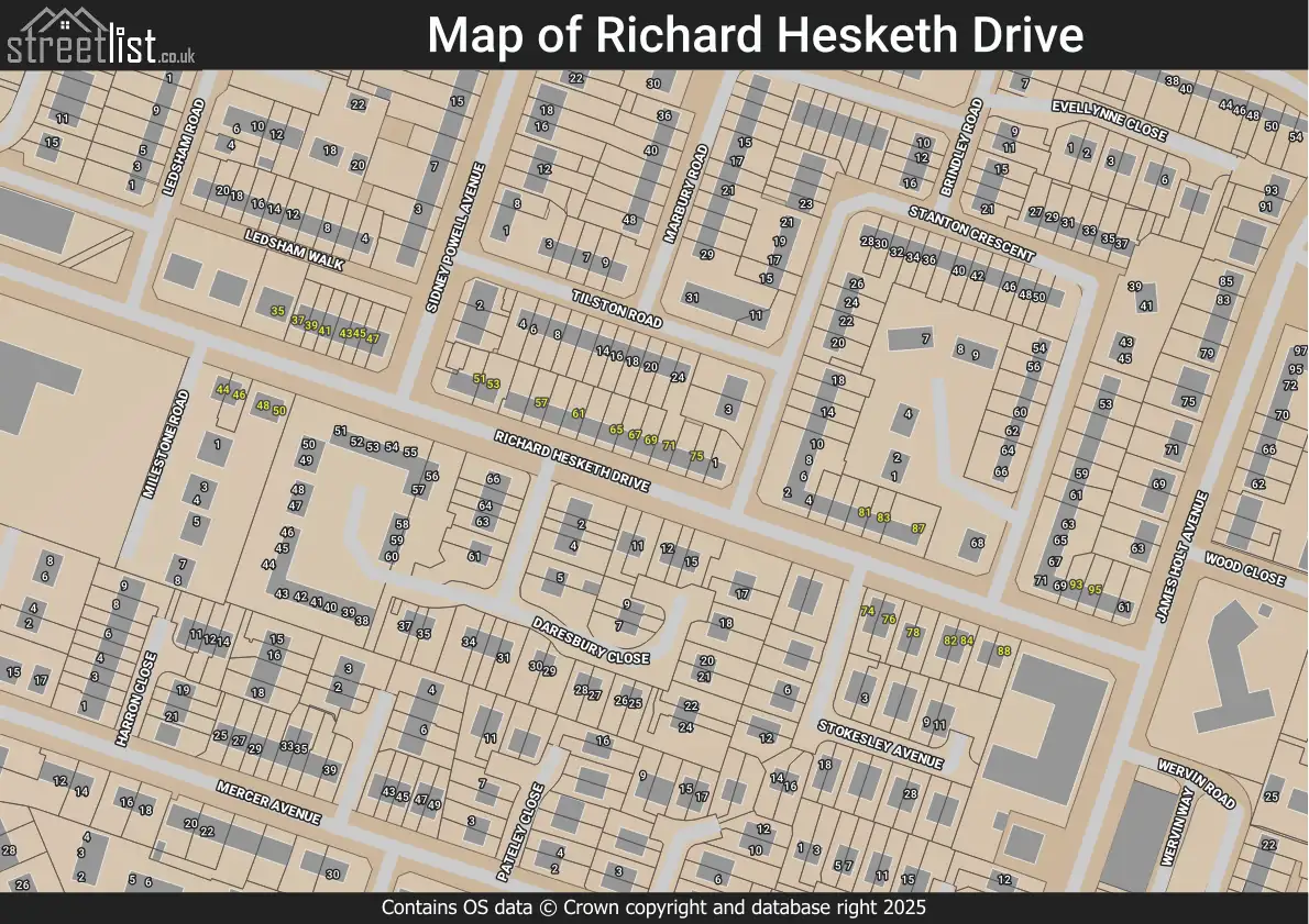 Map of Richard Hesketh Drive