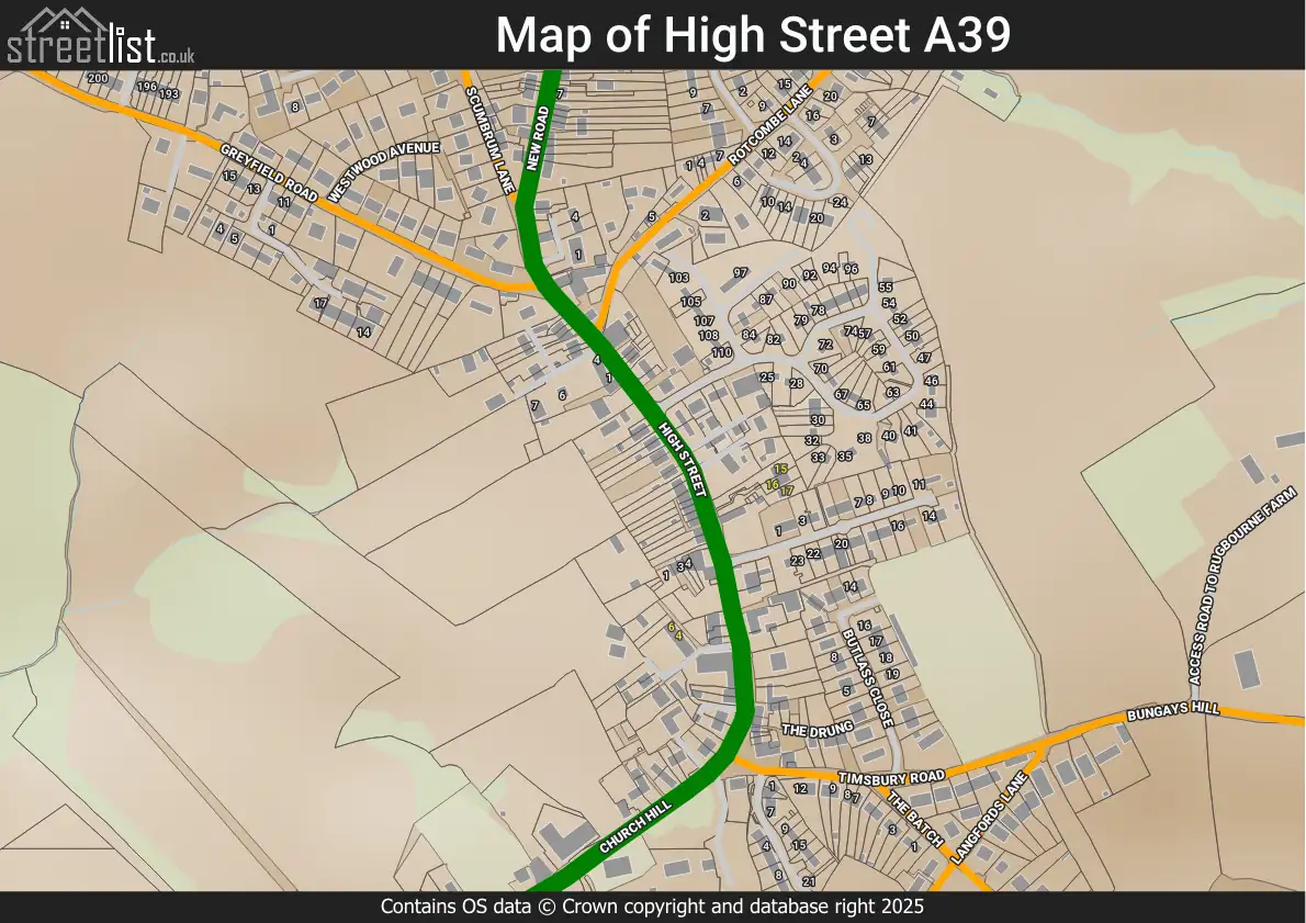 Map of High Street A39