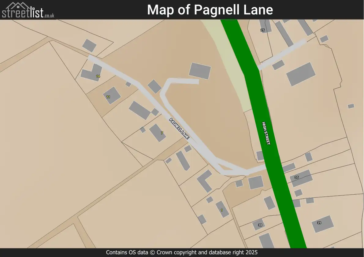 Map of Pagnell Lane