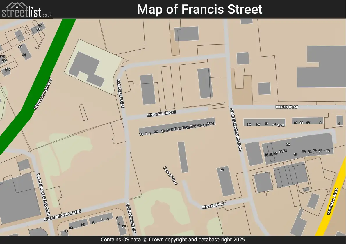 Map of Francis Street