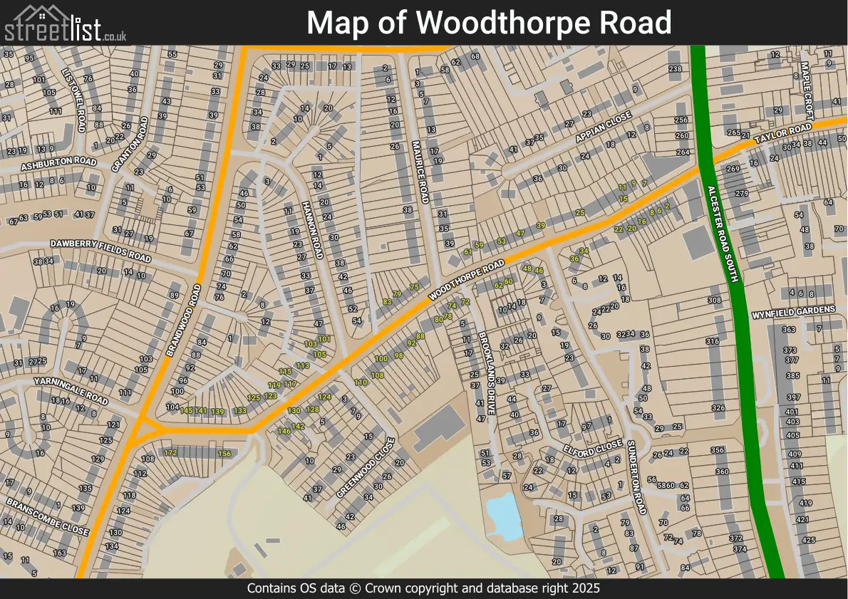 Map of Woodthorpe Road