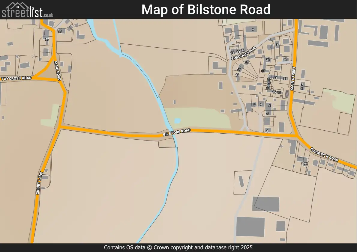 Map of Bilstone Road