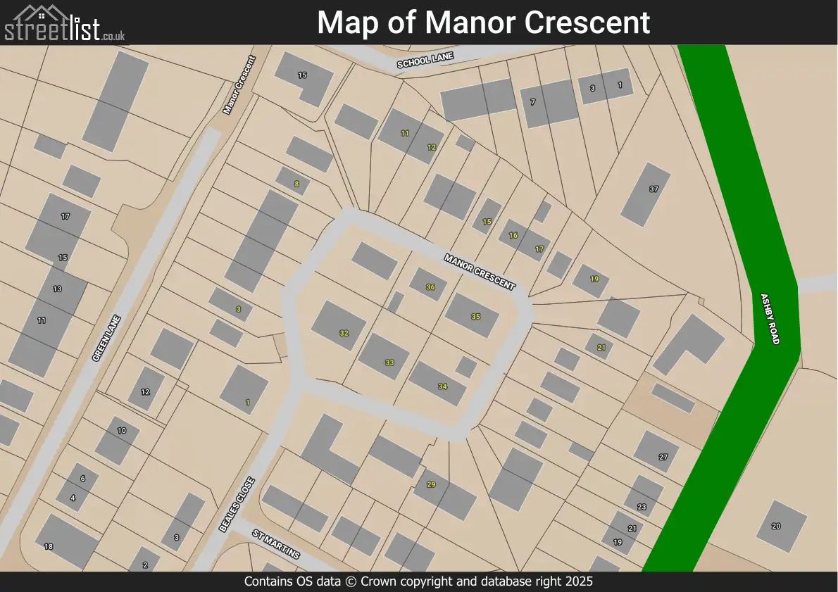 Map of Manor Crescent